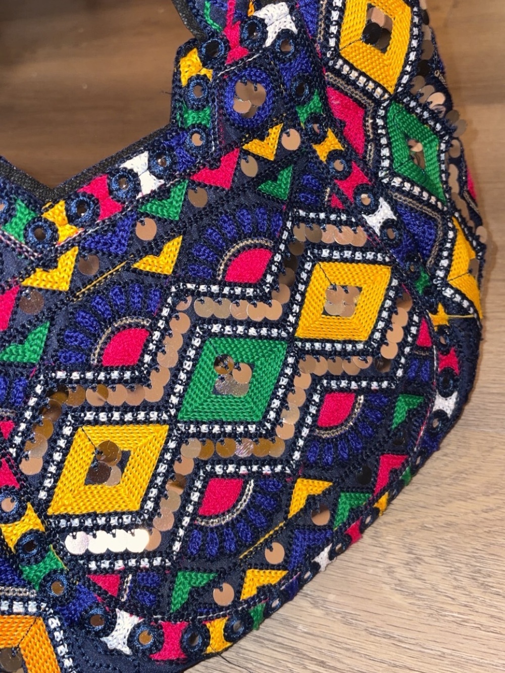 Embroidered Multicolor Geometric Sequin Bag